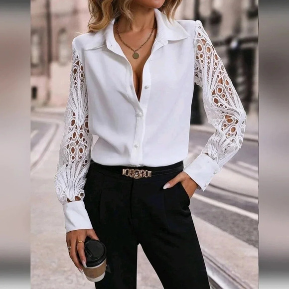 Clasi Contrast Lace Button Front - Picture 3 of 4